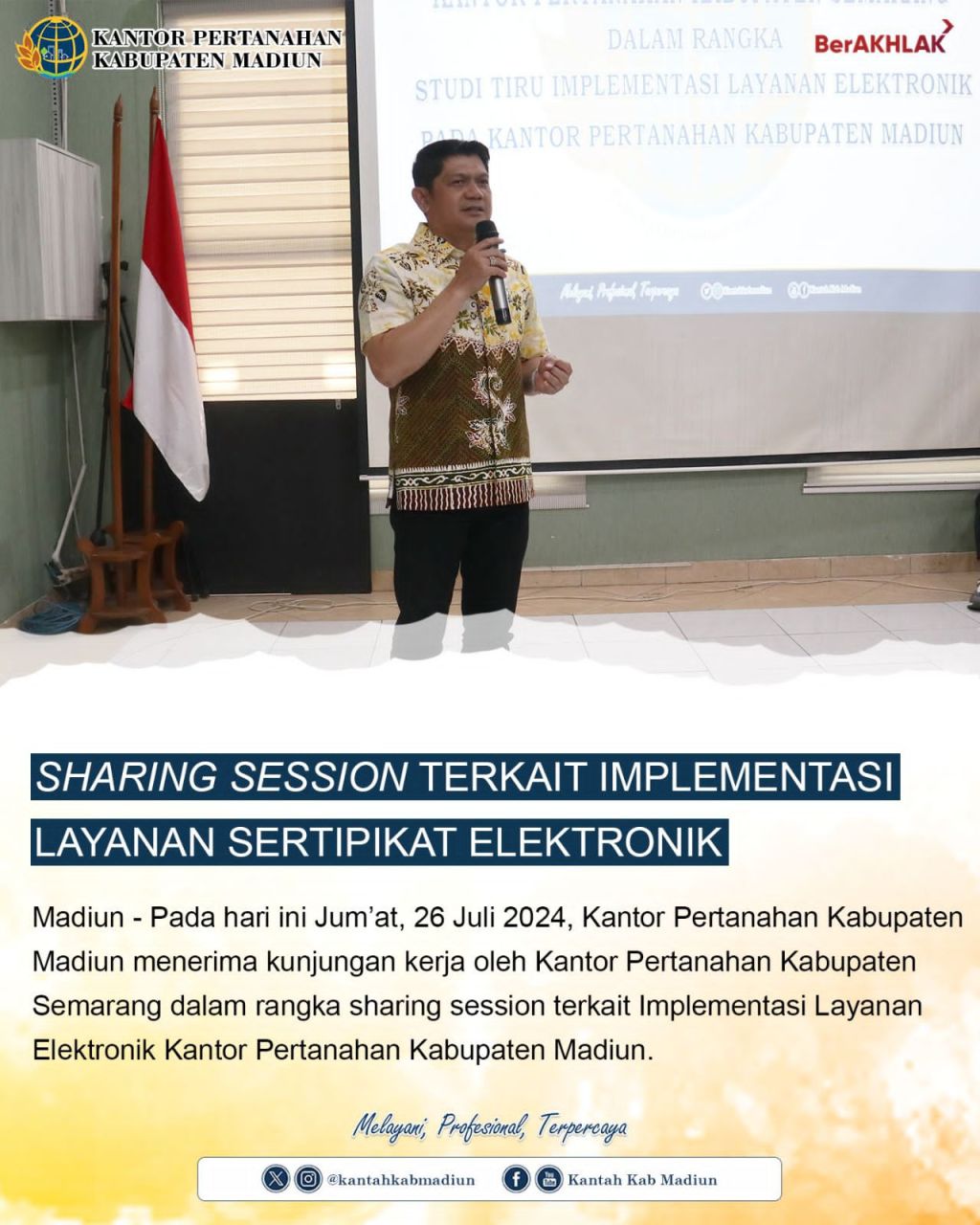 Pertanahan Semarang Studi Tiru Layanan Elektronik ke Pertanahan&nbsp;Madiun